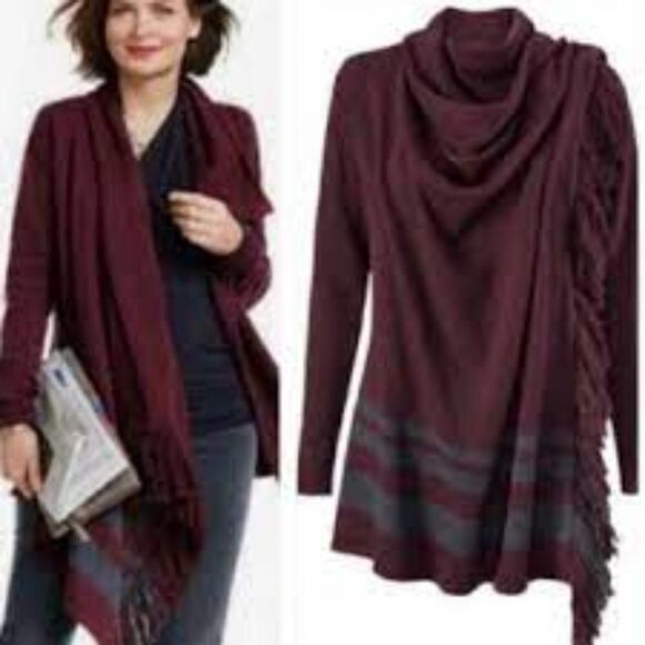 CAbi Sweaters - Cabi Port Fringe Wrap Sweater Size Medium